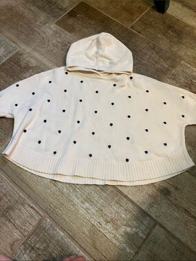 GAP Baby IVORY FROST PONCHO W BLUE YARN DOTS 100-% COTTON